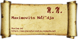 Maximovits Nádja névjegykártya